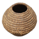 Old basket, burgundy straw and bramble, woven basket, interior decoration