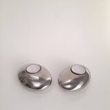 Pair of Nuance candle holders in the shape of pebbles.