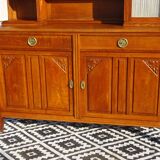 Vintage oak sideboard with sentry boxes and mirror