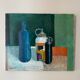 Old painting, still life with bottles signed Milliquet (1896-1982)