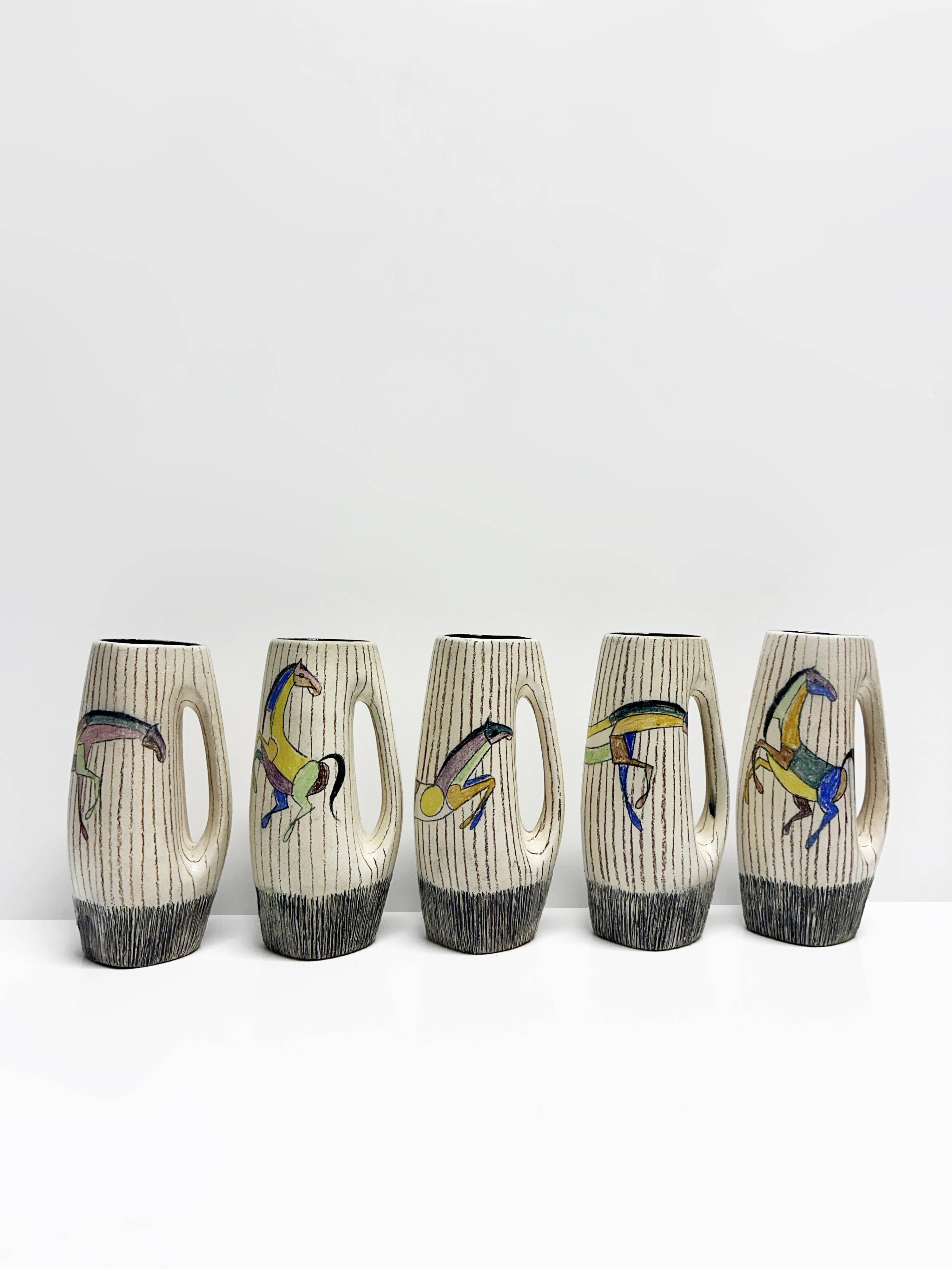 Hand-painted orangeade and water service. France, 1960s.
