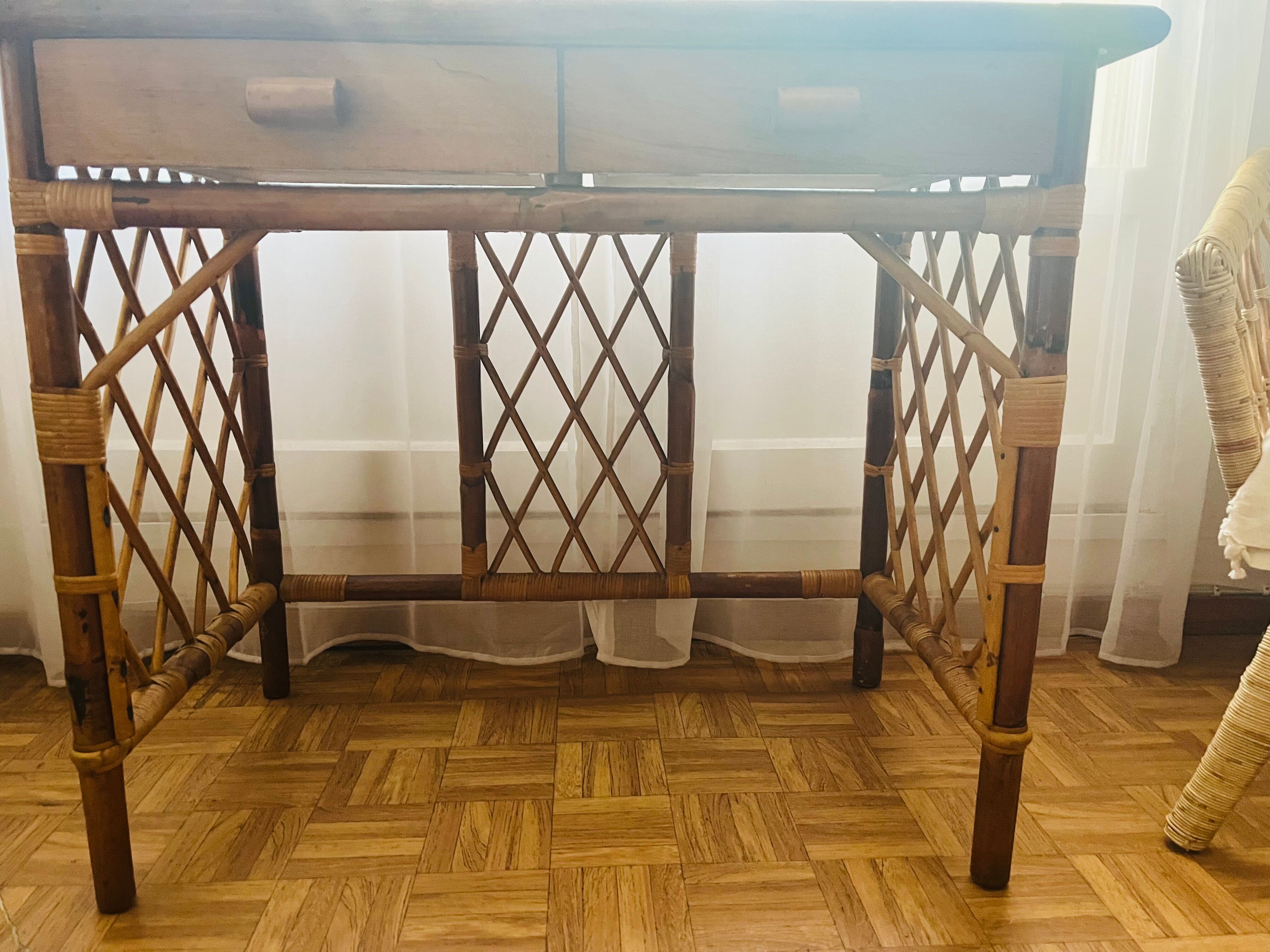 Vintage rattan desk