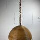 Midcentury pencil reed rattan bamboo pendant hanging lamp, Italy, 1970s