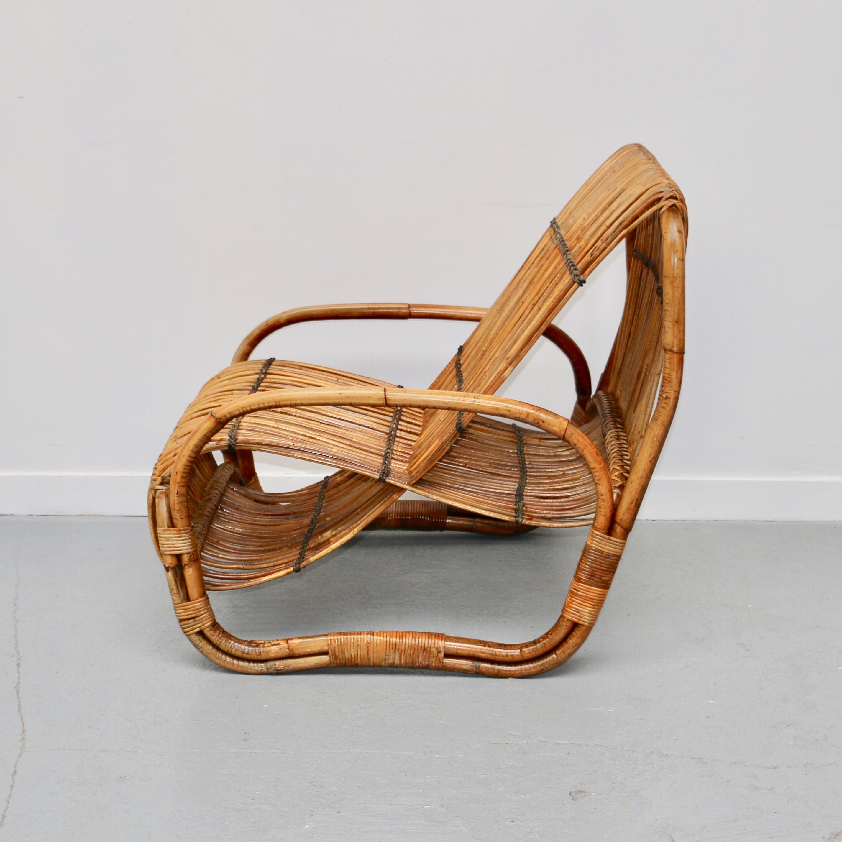 Rattan armchair, Italy, 1950s