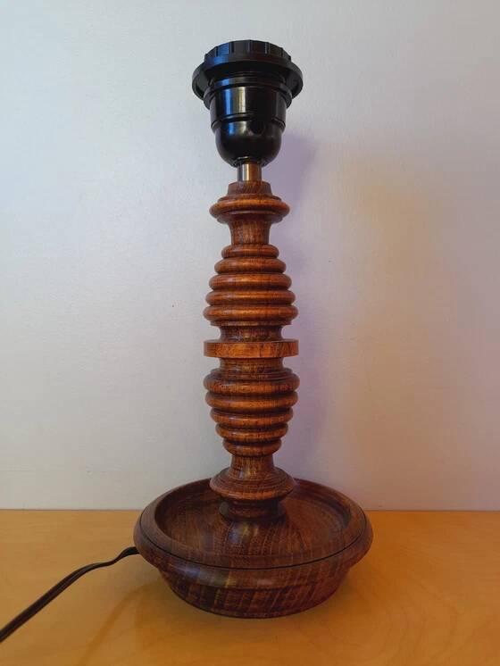 Turned wooden lamp base, 1970