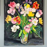 Spring bouquet, oil on canvas signed Pierre Fillette