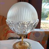 Lampe vintage sur pied bronze globe ancien