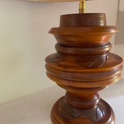 Lampe bois tourné, câble tissu 2M neuf, abat-jour