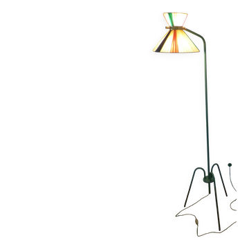 Lampadaire tripode DIABOLO de la Maison LUNEL des années 50 double éclairage