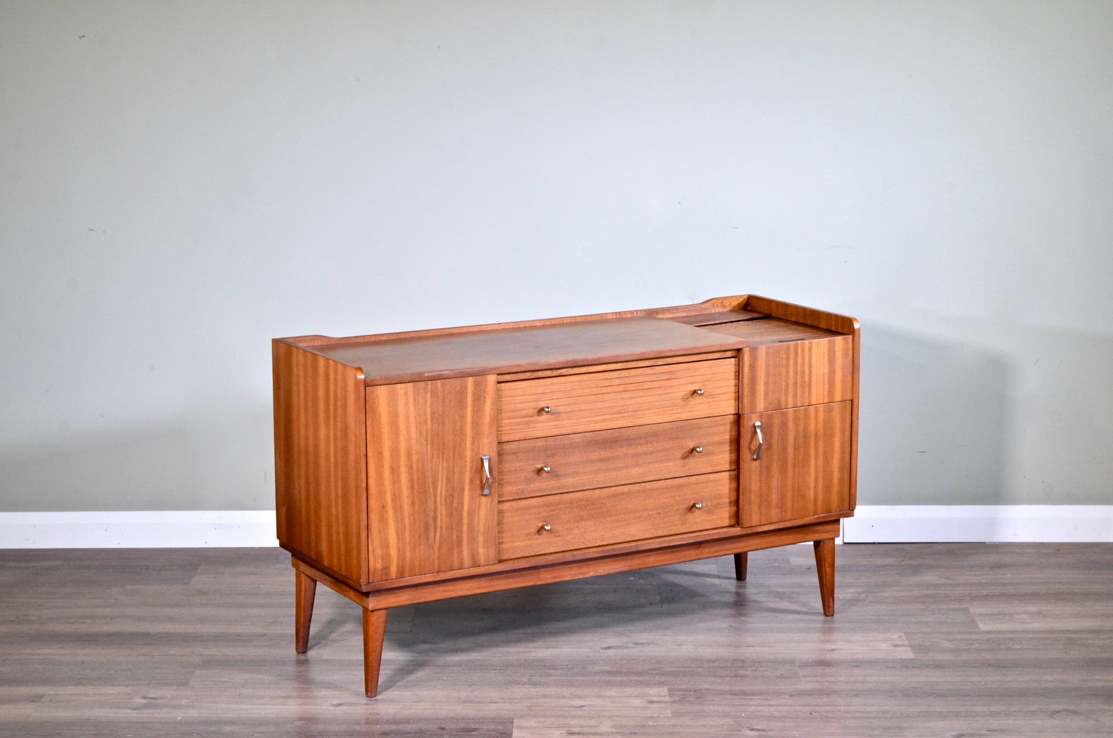 Midcentury Petite Sideboard / Cabinet In Teak From Austinsuite. Vintage Mod