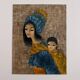 Acrylic on cardboard by Tran Long a mother carrying her child