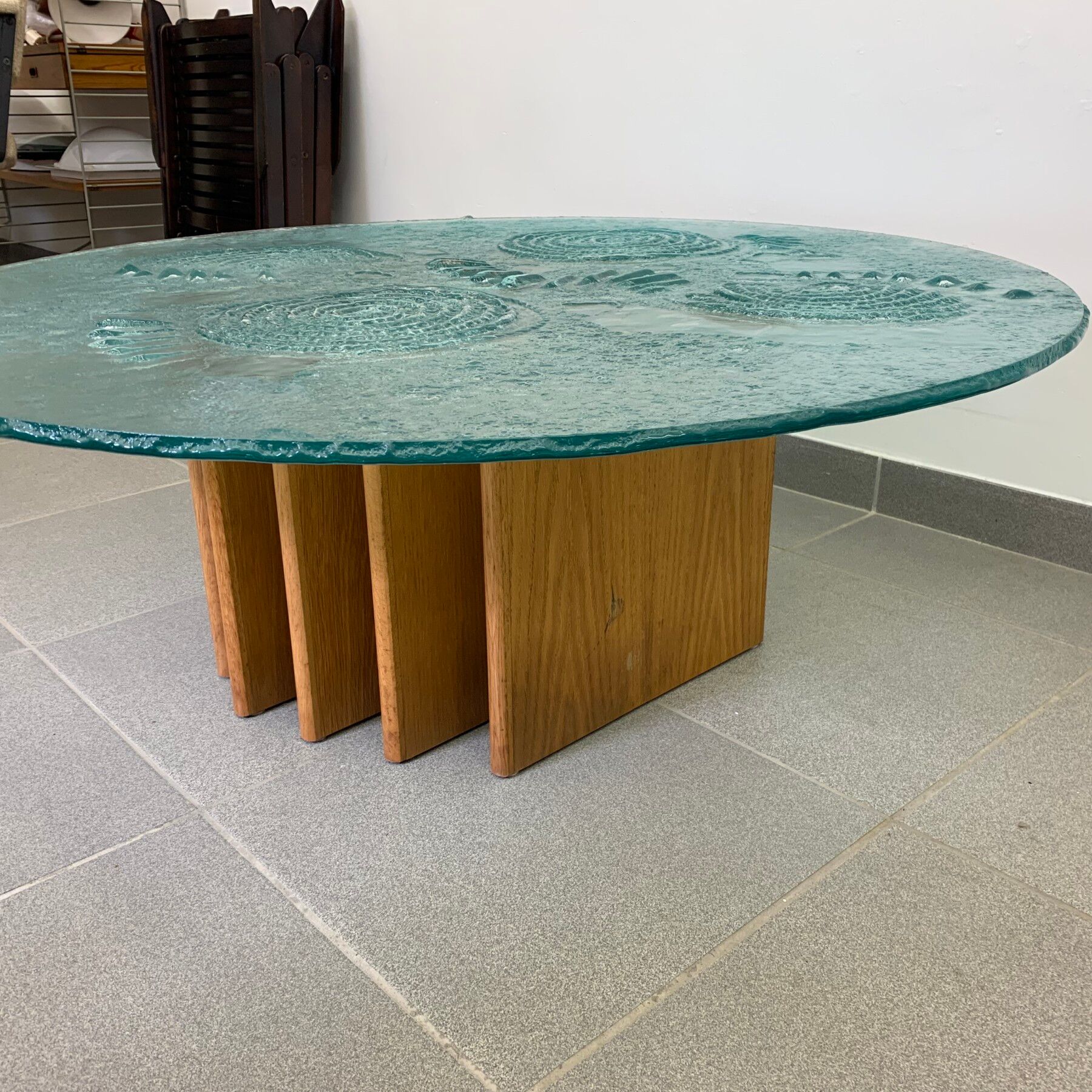 1970's mid-century glass coffee table