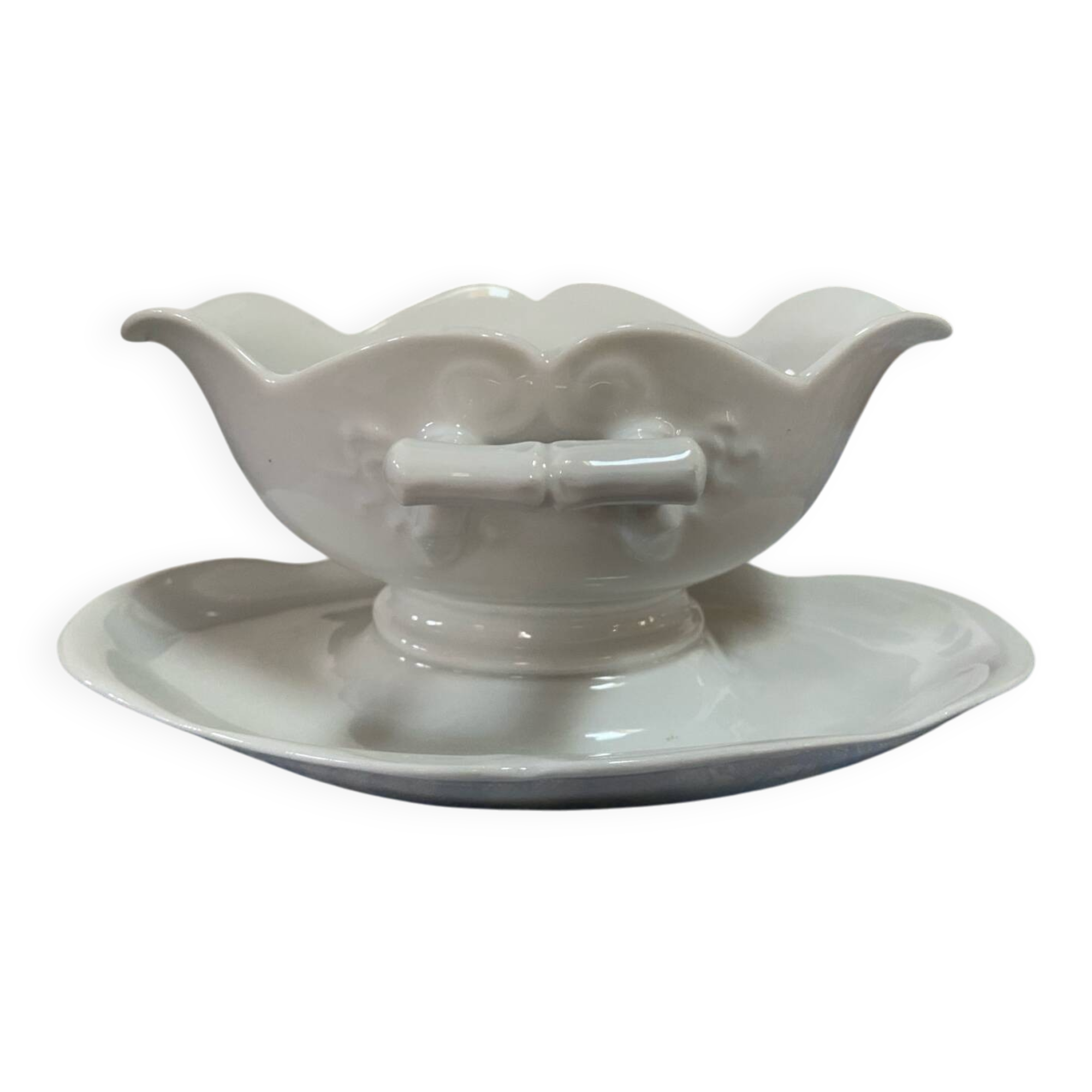 Saucière en porcelaine ancienne motif bambous