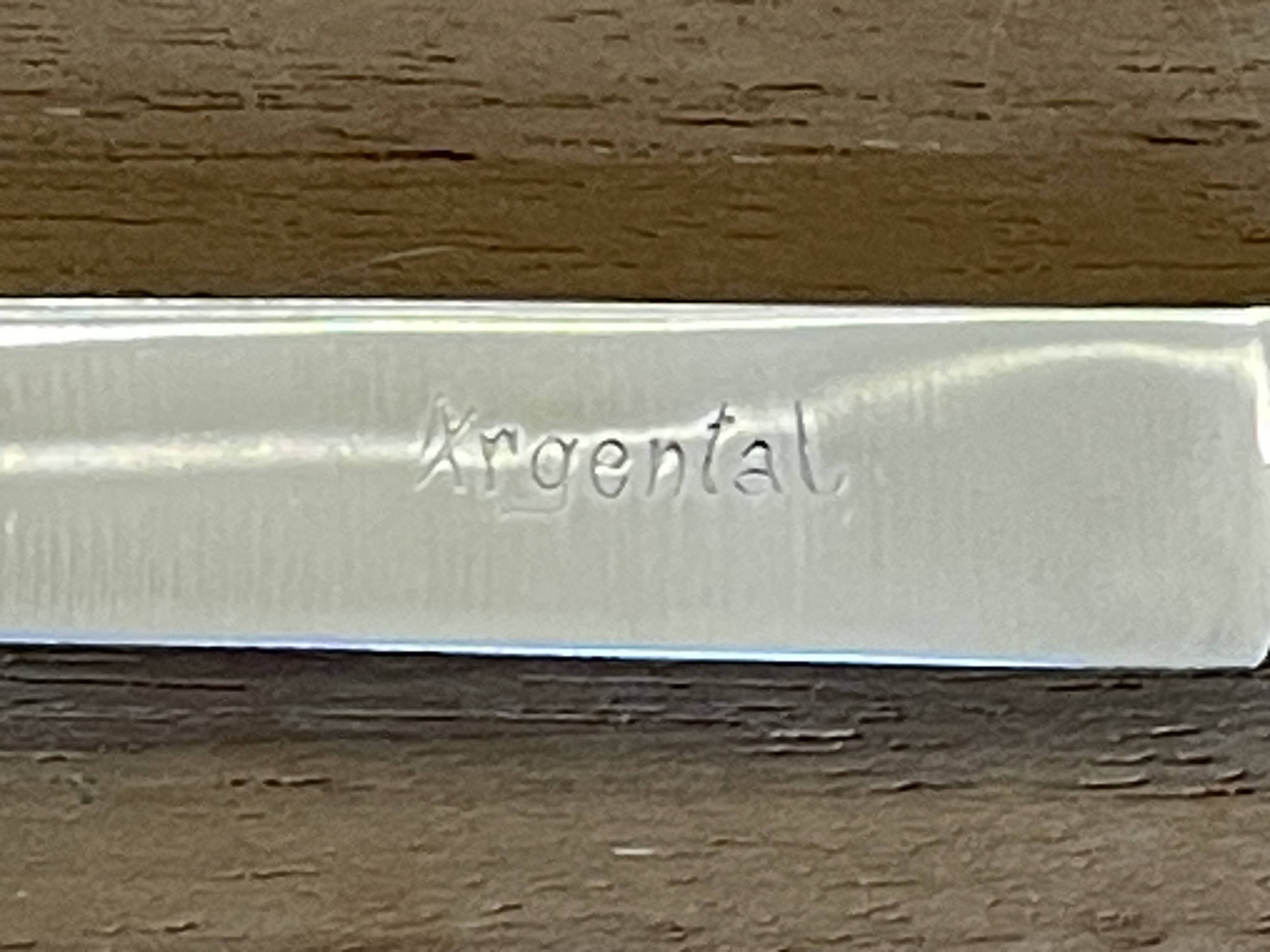 Set of 12 silver-plated metal knives Argental 17 cm