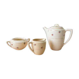 Digoin milk pot and white sugar teapot with flowers