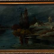 Mill landscape by the water, 20th century, signed