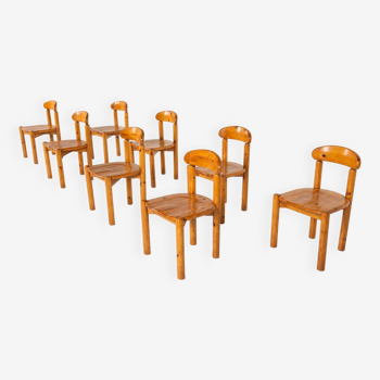 Ensemble de 8 chaises en pitchpin du milieu du siècle par Rainer Daumiller, 1970