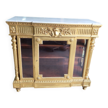 Meuble d'appui vitrine louis xvi en bois dore