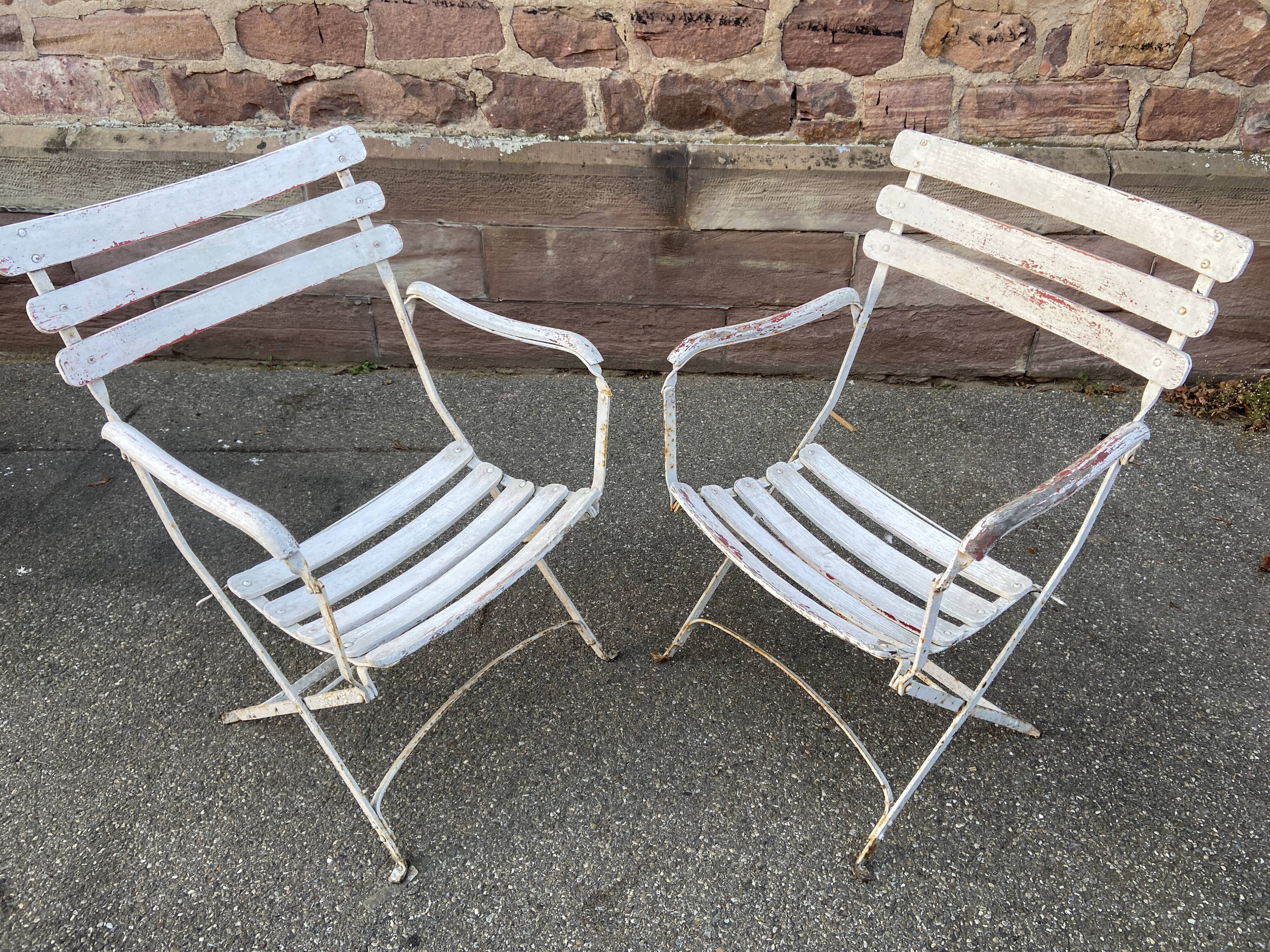 Paire de fauteuils chaises de jardin fer forgé vintage