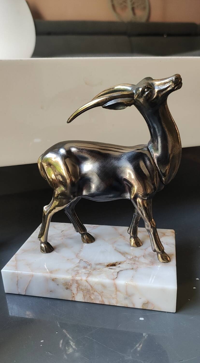 Art Deco Bookends Pair / Antelopes / Regule / Marble