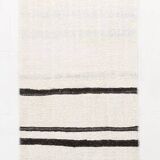 Long Tapis Couloir Off White à Rayures Noires, 74x351 Cm