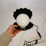 Ceramic shell lamp with opaline pearl, Saint-Jacques, France, 1980