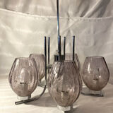 Vintage Lustre with 5 Mauve light lights