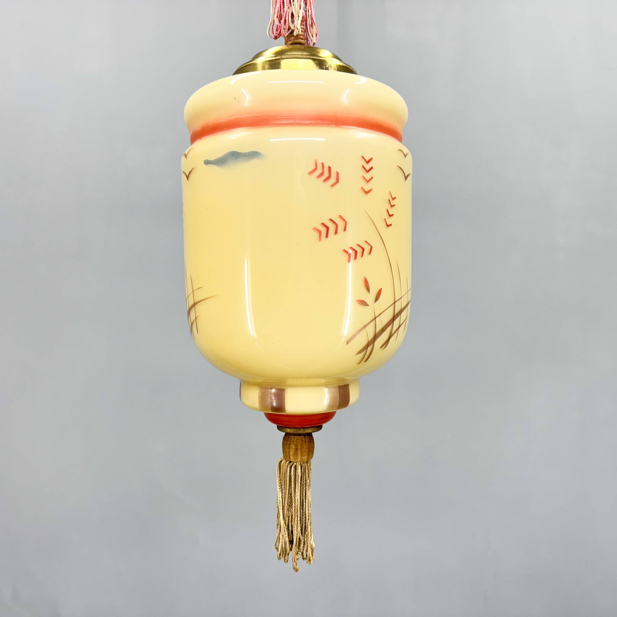 Suspension Art Déco peinte à la main, Allemagne, années 1920