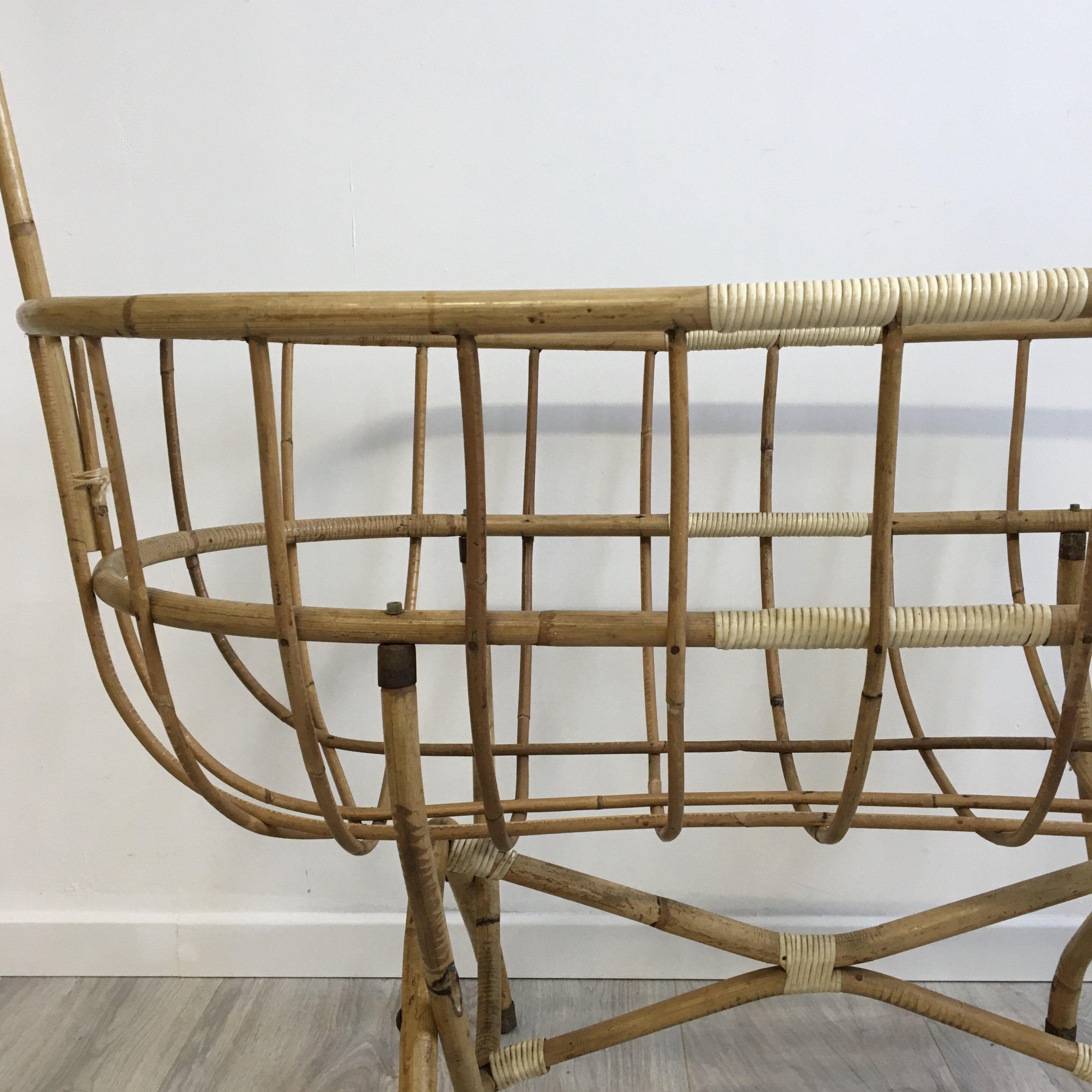 Vintage rattan cradle