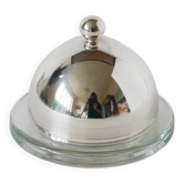 Silver-plated metal and glass butter dish, St Hilaire, 1950
