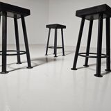 Set of 3 brutalist stools, Belgium, 1970.