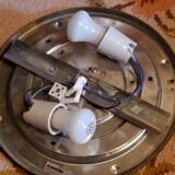 Set of 2 Erco ceiling lights from the 60s in diamond-tipped glass Diameter 35cm