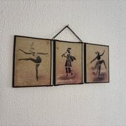 Vintage 1930 triptych mirror barber hairdresser young dancer woman - 19 x