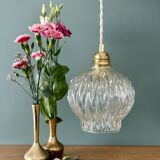 Vintage globe pendant light in molded glass