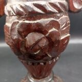 Carved wood amphora vase varnished