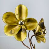 Lampe fleurs laiton doré années 70