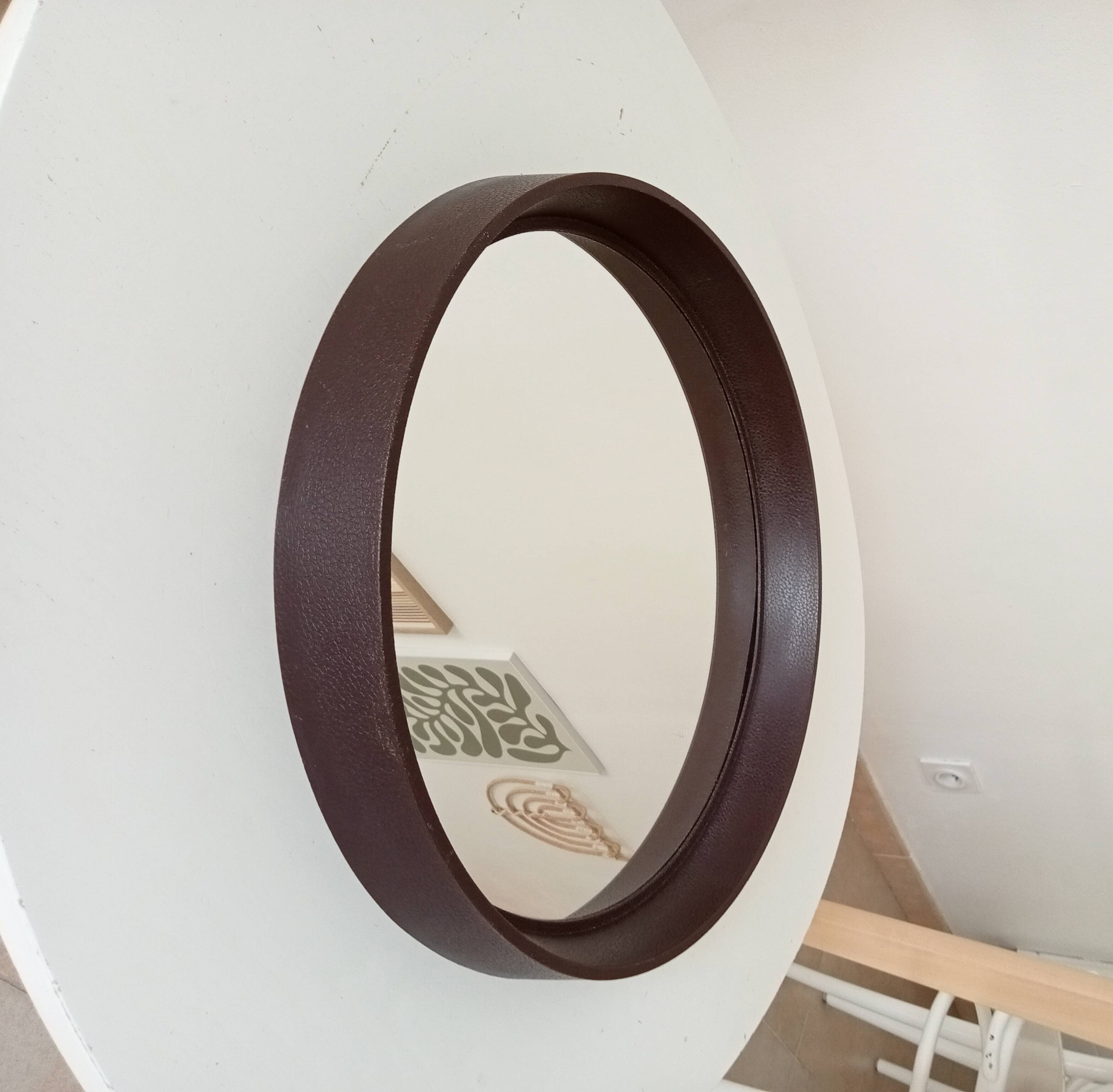 Miroir rond vintage Germany Lange Spiegel années 60/70