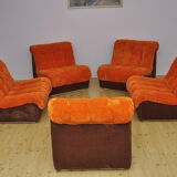 2-color corduroy modular sofa, 1970s