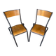 Pair of Vintage Style MULLCA Model 510 Grey Metal + Wood Chairs