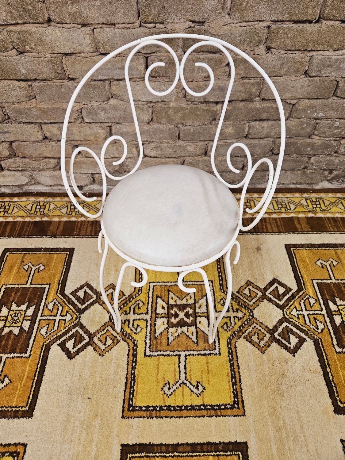 Garden armchair or terrace wrought iron white Montmartre style 60 year