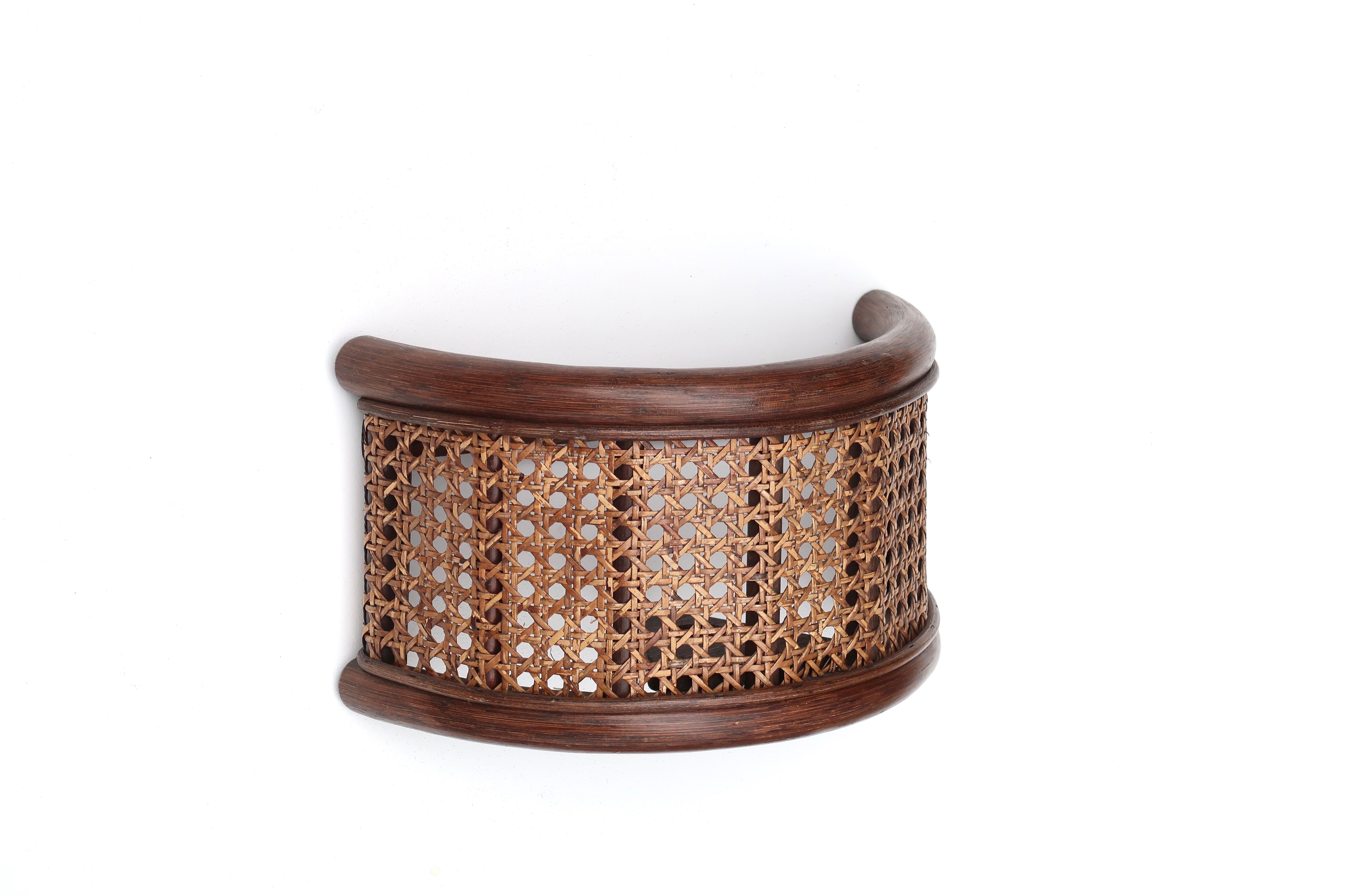 Rattan and cane wall lamp, 60s