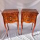 Pair of French Rosewood Nightstands, Marble Top Nighstands, Marquetry Bedsi
