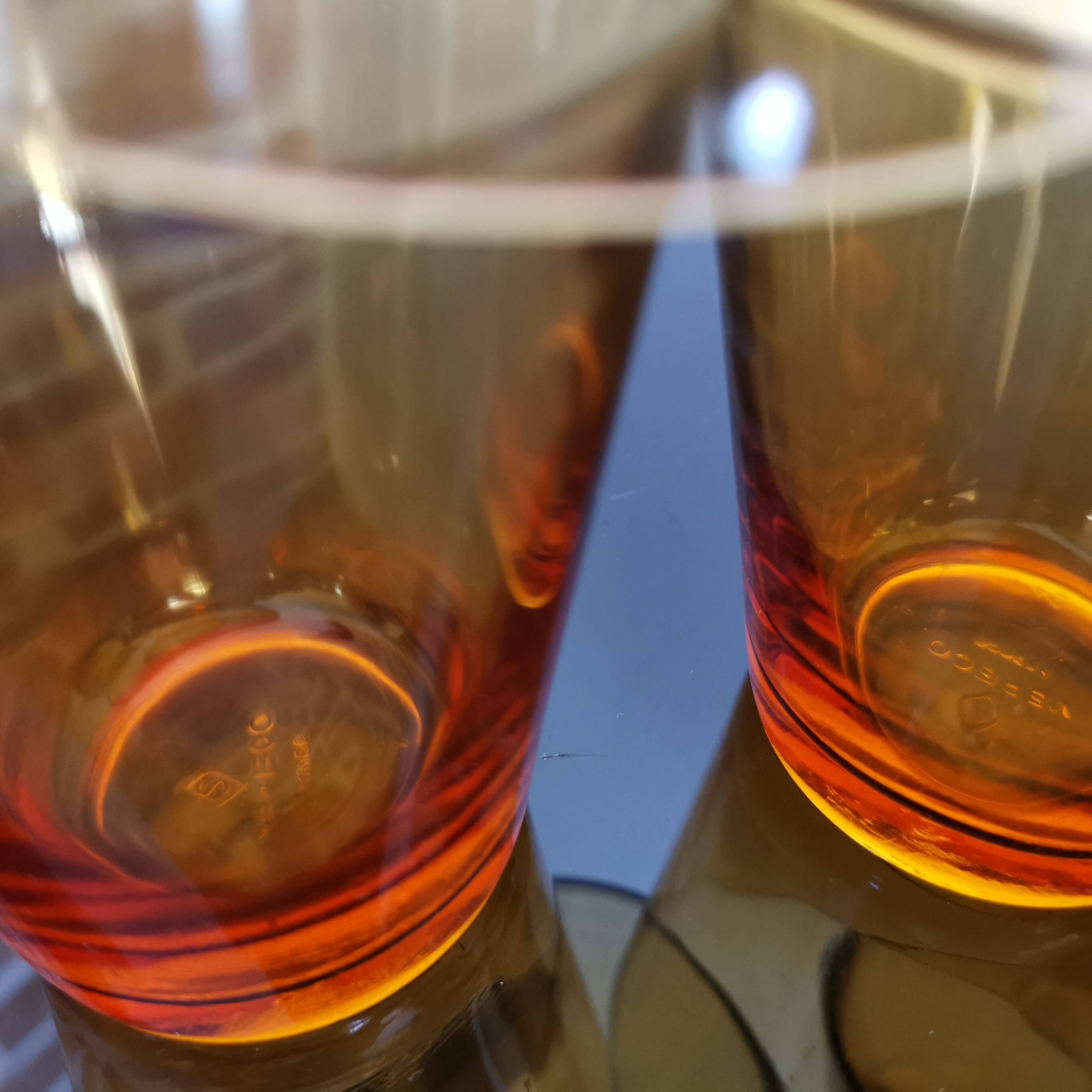 Set of 5 amber brown glasses Vereco 1970s