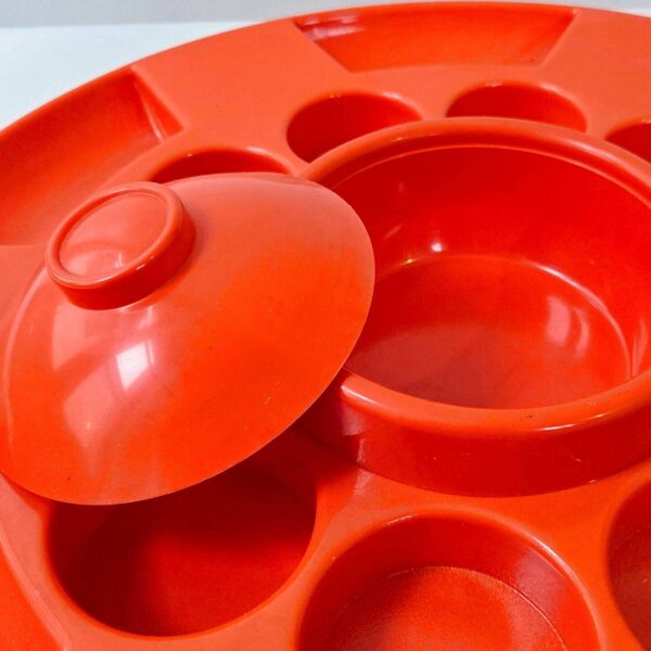 Grand plateau vintage 1970 plastique moule orange creations bismuth paris 7