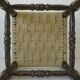 Vintage rustic stool, wooden ottoman footstool, wicker bench from the 1960