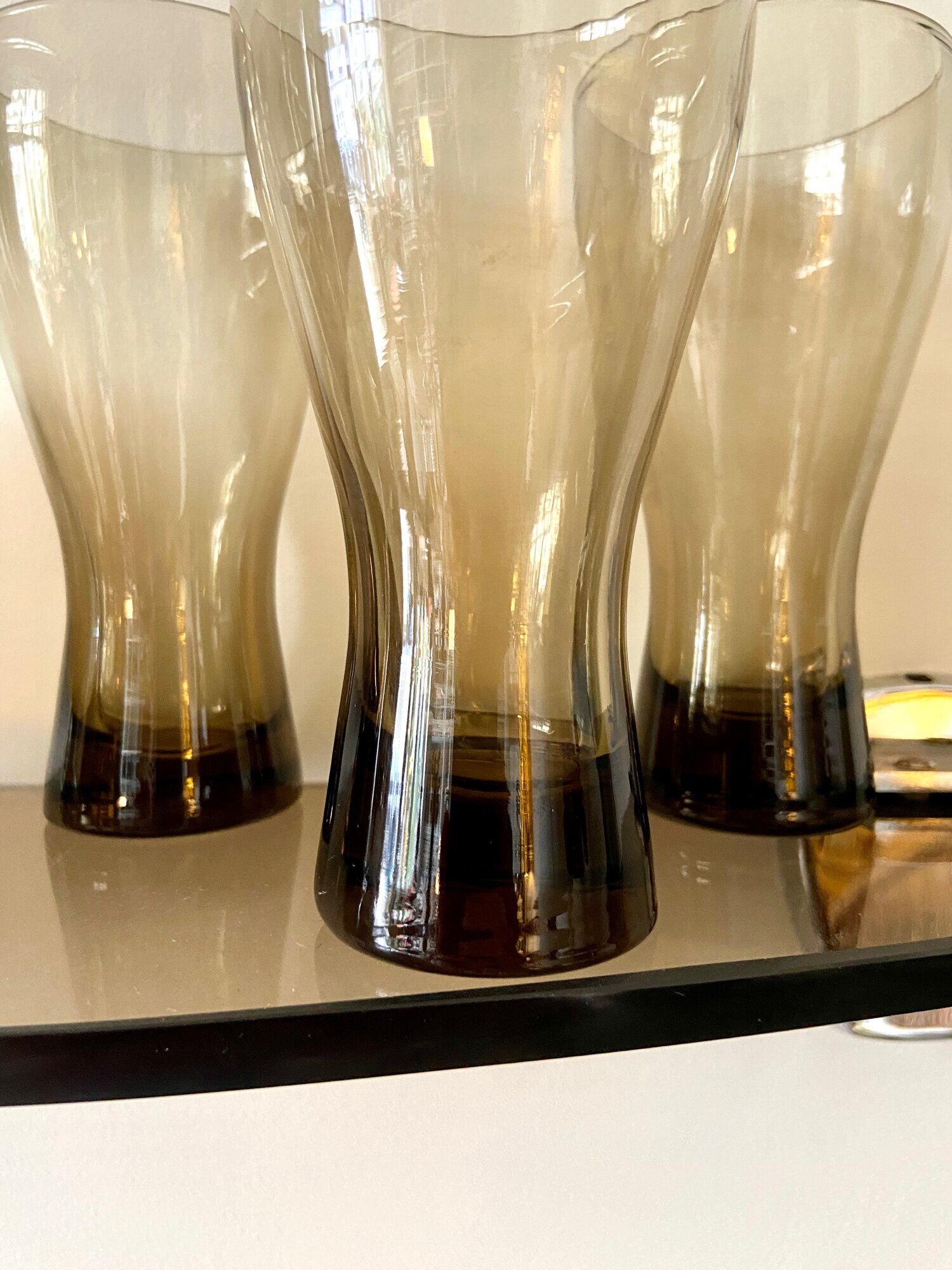 4 smoked glass glasses