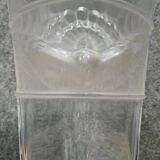 PORTIEUX: signed vase with square neck in pressed, satin-finished, matte white crystal