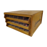 Old haberdashery cabinet drawer display Gutermann wood sewing