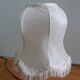 Turned wood lamp with fabric lampshade
