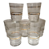 Set of 7 granite water glasses with golden edging 50s-60s
